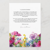 💓 2-seitige Hochzeitsmenü Meadow Bloom Sammlung Menükarte (Rückseite)
