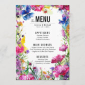 💓 2-seitige Hochzeitsmenü Meadow Bloom Sammlung Menükarte (Vorderseite)
