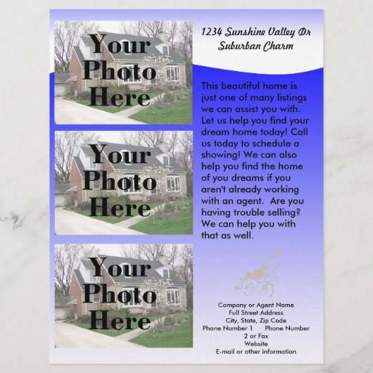 2-seitige Listung von Flyern mit echtem Anwesen Flyer (Hinten)