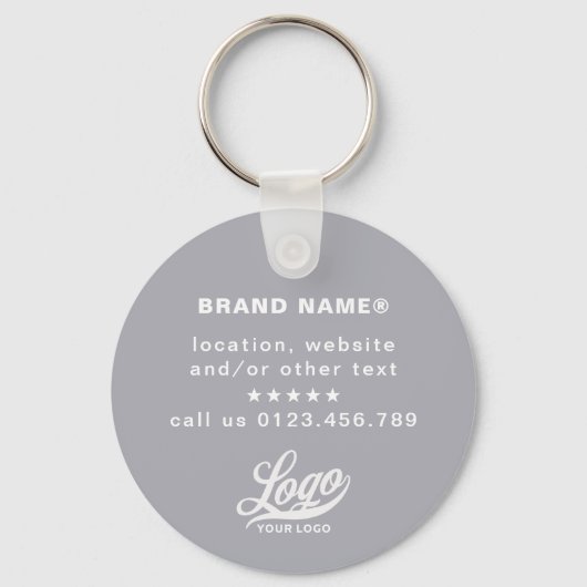 2-seitige Logos und Name für Graue Unternehmen Schlüsselanhänger (Rückseite)