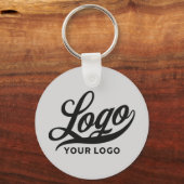 2-seitige Logos und Name für hellgraue Unternehmen Schlüsselanhänger (Vorderseite)