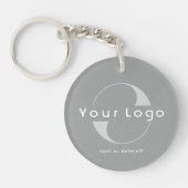 2-seitige Logos und QR-Code für Graue Unternehmen Schlüsselanhänger (Vorderseite)