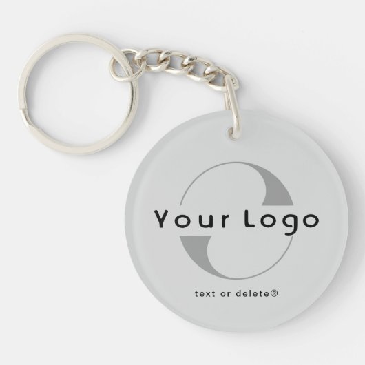 2-seitige Logos und QR-Code für Graue Unternehmen Schlüsselanhänger (Vorderseite)