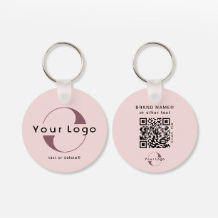 2-seitige Logos und QR-Code - Rosa Unternehmen - U Schlüsselanhänger
