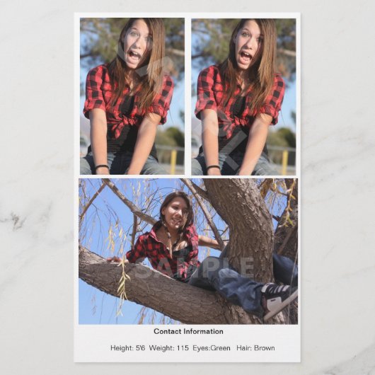 2-seitige Modell-Headshot-Kartenmodelle Flyer (Hinten)