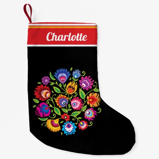 2-seitige polnische Folklore-Rundzusammensetzung Kleiner Weihnachtsstrumpf (Vorderseite)