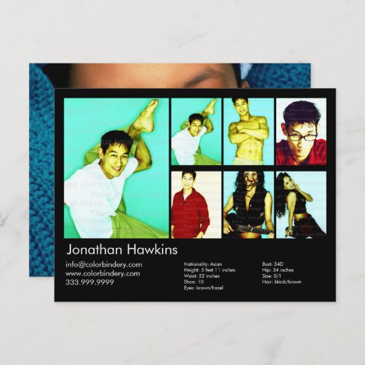 2-seitige Schauspieler und Modell Black Headshot C Postkarte (Vorne/Hinten)