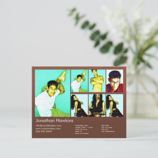 2-seitige Schauspieler und Modell-Brawn-Headshot-C Postkarte (Stehend Vorderseite)