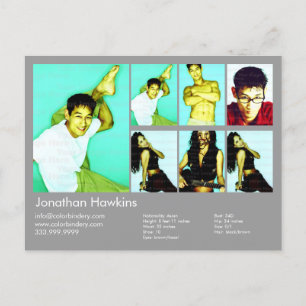 2-seitige Schauspieler und Modell Leichtgrau Heads Postkarte