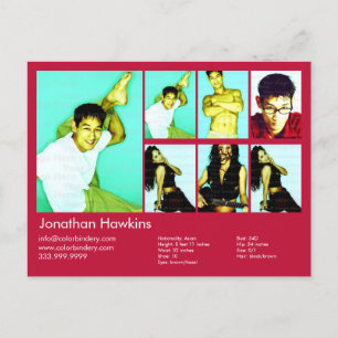 2-seitige Schauspieler und Modell Red Headshot Com Postkarte