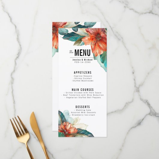 2-seitige Speisekarte + GETRÄNKE Hibiskus Serenade Menükarte (Vorderseite/Rückseite Beispiel)