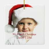 2-seitige Weihnachts-Rote Schrift Personalisiert Keramikornament (Rückseite)