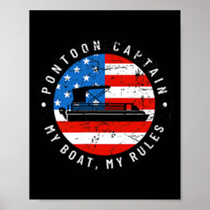 (2-seitiger Druck) Pontoon Captain US-Flagge 4. Ju Poster