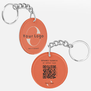 2-seitiges Logo & QR-Code auf Orange Company Busin Schlüsselanhänger