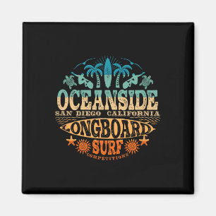 2-seitiges Vintage Oceanside Kalifornien Longboard Magnet