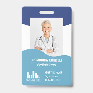 2 Shades of Blue Waves Logo & Foto Mitarbeiter ID Ausweis