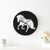 2- Shirt, Reitpferd, T-Shirt, Pferdehorn Große Wanduhr (Zuhause)