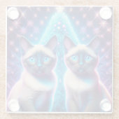 2 Siamische Kätzchen, die mit Weihnachtsbaum einge Glasuntersetzer (Rückseite)