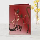 2 Siamische Kätzchen-Karte Karte (Gelbe Blume)