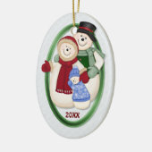 2 Side - 1. Christmas Blue Frosty Snowman Familie Keramikornament (Links)