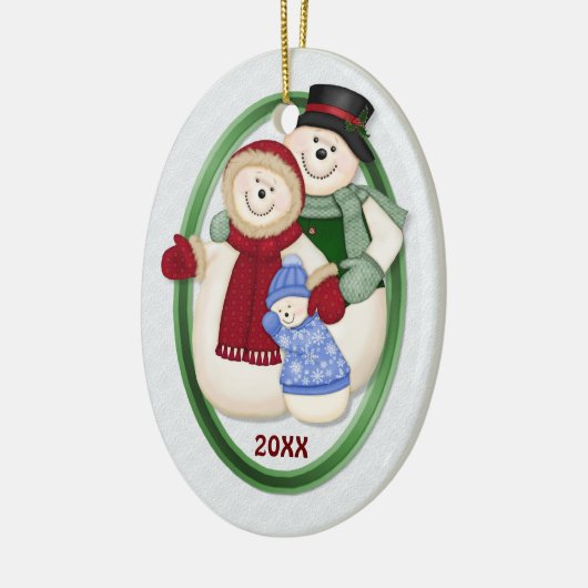 2 Side - 1. Christmas Blue Frosty Snowman Familie Keramikornament (Links)
