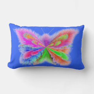 2 Side Butterfly Art Blue und Orange Lendenkissen
