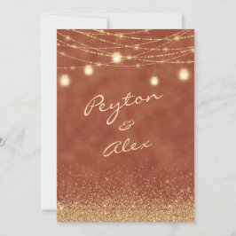 2 Side Terracotta Gold Glitzer Wedding Einladung