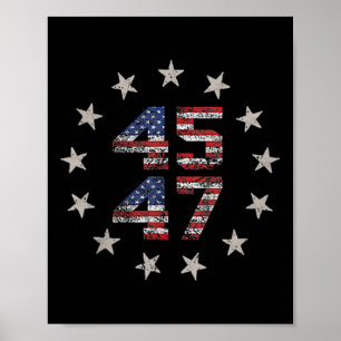 2 Side Trump 2024 Präsident 45 47 Amerikanische Fl Poster