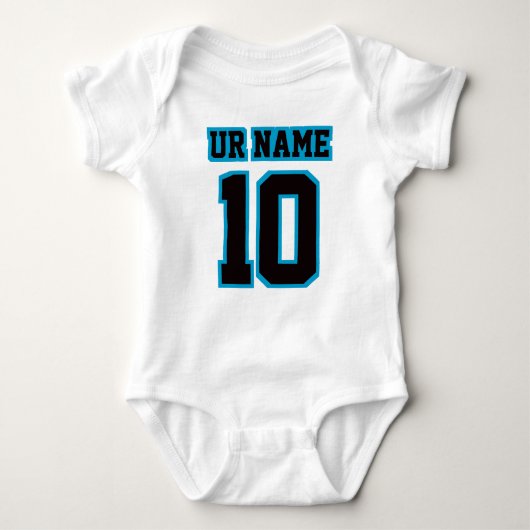 2 Side WHITE BLACK BLUE Bodysuit Football Jersey Baby Strampler (Vorderseite)