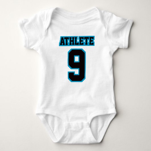 2 Side WHITE BLACK BLUE Romper Football Jersey Baby Strampler (Vorderseite)