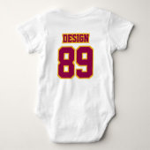 2 Side WHITE BURGUNDY GOLD Football Jersey Outfit Baby Strampler (Rückseite)
