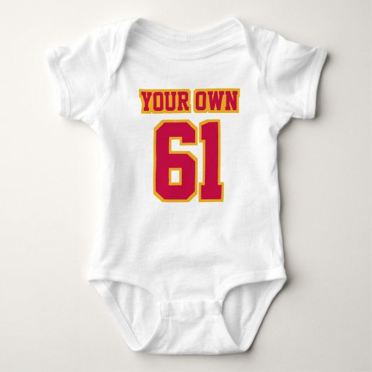 2 Side WHITE CRIMSON GOLD Football Jersey Outfit Baby Strampler (Vorderseite)