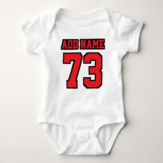 2 Side WHITE RED BLACK Football Jersey Outfit Baby Strampler (Vorderseite)
