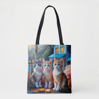 2-Sided 7 Adorable Artist designed Kittens Tasche