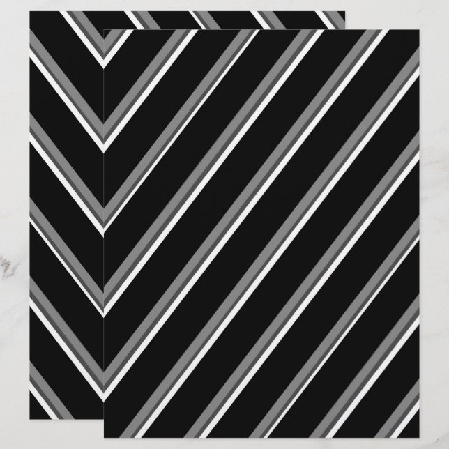 2-Sided B&W Diagonal Stripes Scrapbook Page (Vorne/Hinten)