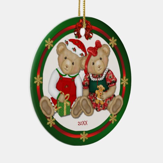 2 Sided - Beary Merry Teddy Bear Ornament (Rechts)