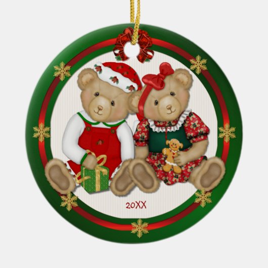 2 Sided - Beary Merry Teddy Bear Ornament (Vorne)