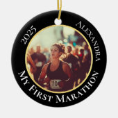 2-Sided Customizable Photo Sports Marathon Running Keramik Ornament (Vorne)