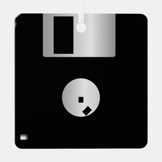 2-Sided Floppy Disk Command Prompt Greeting Ornament Aus Metall (Rückseite)