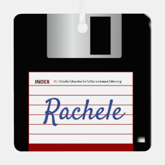 2-Sided Floppy Disk Command Prompt Greeting Ornament Aus Metall