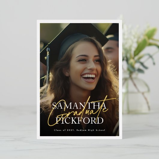 2 Sided Foto High School 2025 Graduation Party Folieneinladung (Stehend vorne)