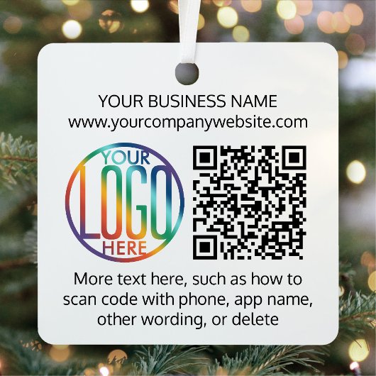 2 Sided Logo & QR Code Business Promotionsplatz Ornament Aus Metall
