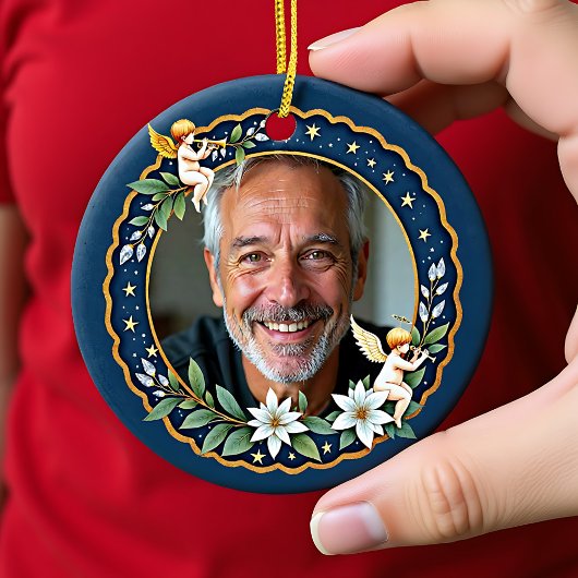 2 sided Memorial Christmas Cherub's Embrace Keramik Ornament