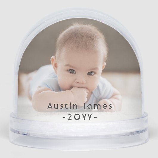 2 Sided Modern Photo & Black Text Overlay Keepsake Schneekugeln (Vorderseite)