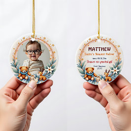 2 sided Santa’s Newest Helper Keramik Ornament