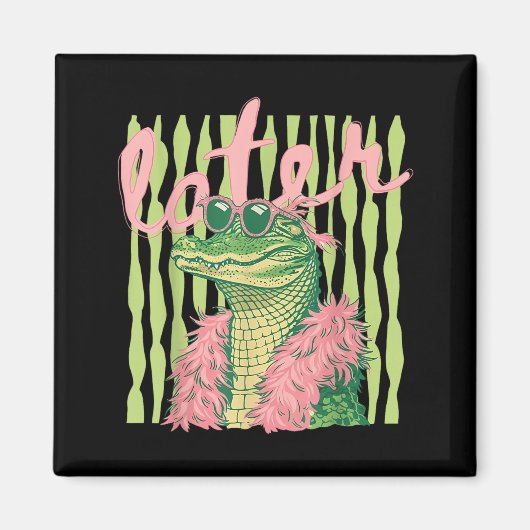 2 Sides Retro und See Ya Gator See Ya Alligator Magnet (Vorne)