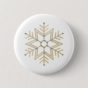 2-Silber und Gold Snowflake 3-D Look Button