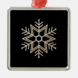 2-Silber und Gold Snowflake 3-D Look Ornament Aus Metall