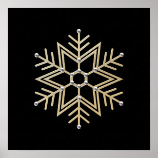 2-Silber und Gold Snowflake 3-D Look Poster