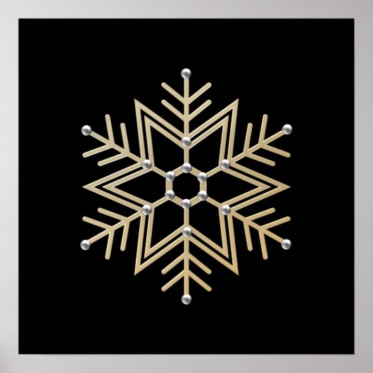 2-Silber und Gold Snowflake 3-D Look Poster (Vorne)
